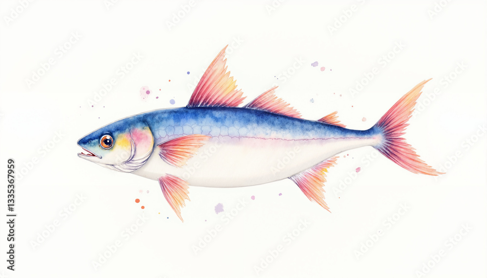 Fototapeta premium A blue and pink fish with a red tail