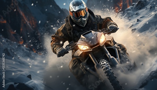 A snowmobile adventure in a snowy landscape