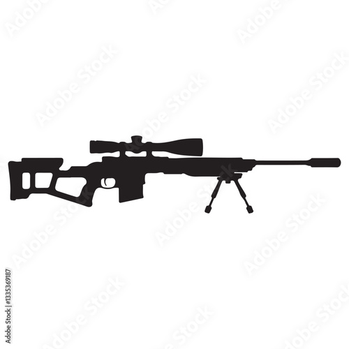 Sniper rifle silhouette vector illustration isolated on white background