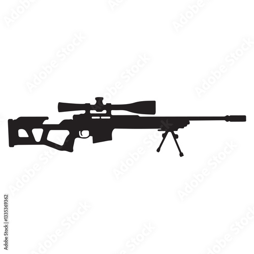 Sniper rifle silhouette vector illustration isolated on white background