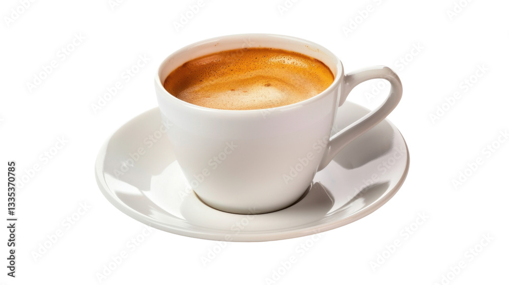 White coffee cup filled with espresso on transparent background White coffee cup filled with espresso on transparent background