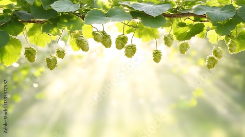 Wallpaper Mural Sunlit hops bines with ripe cones hanging from branch. Torontodigital.ca
