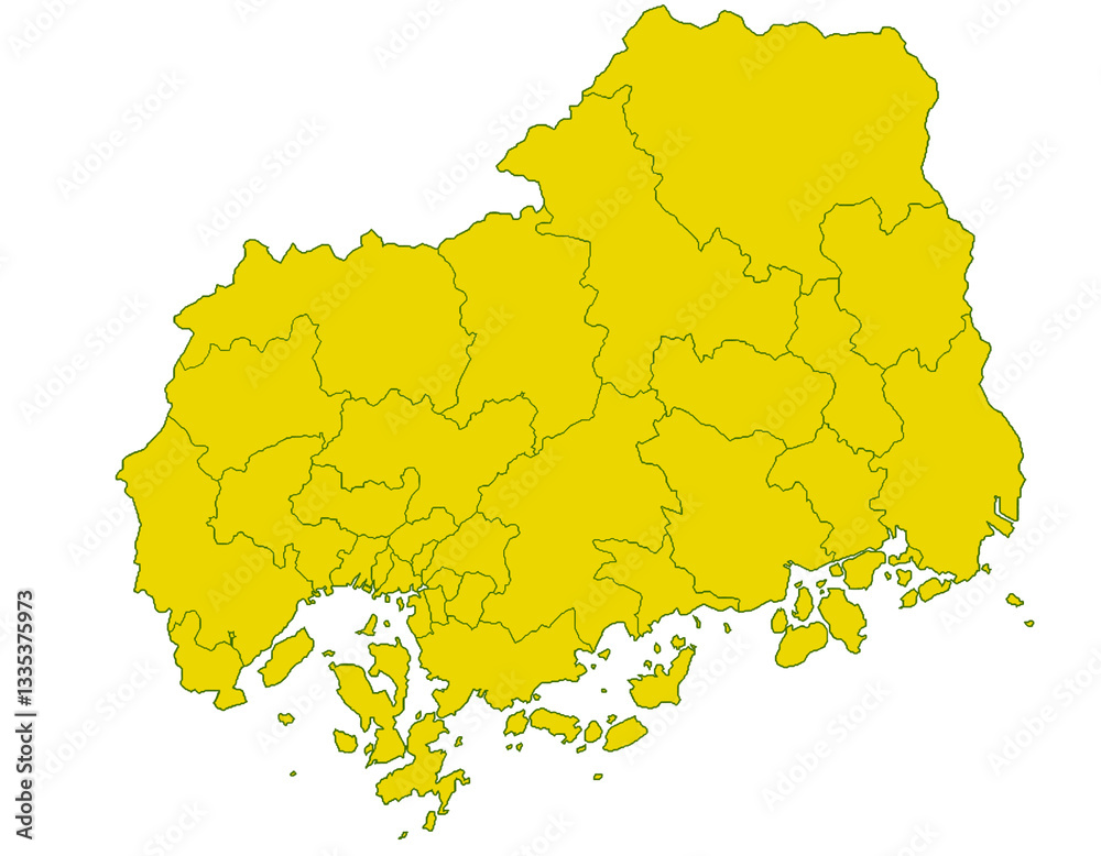 Obraz premium 広島県 地図 かぼちゃ イラスト