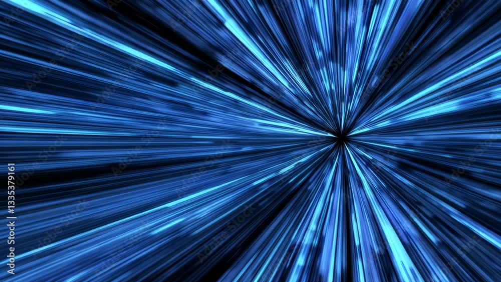 Blue light speed warp effect in space, abstract technology background Blue light speed warp effect in space, abstract technology background