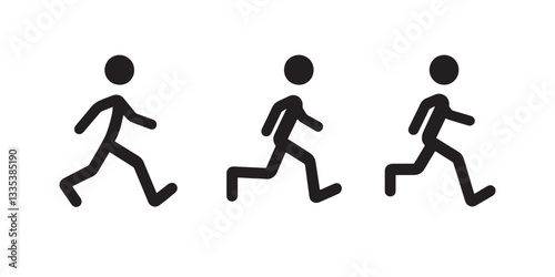 Stick figures running animation sequence vector illustration for sports and fitness content design use