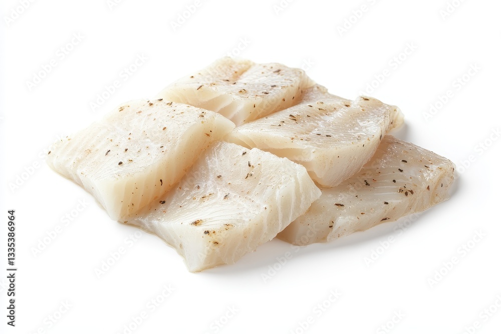 Swordfish fillet slices on a blank backdrop Swordfish fillet slices on a blank backdrop