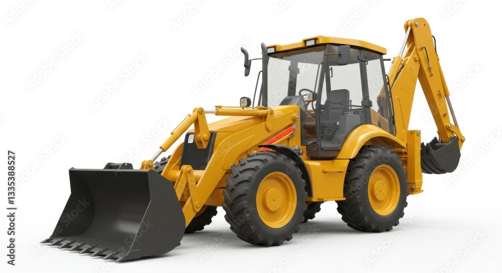 High-Resolution Render of a Yellow Backhoe Loader Tractor High-Resolution Render of a Yellow Backhoe Loader Tractor