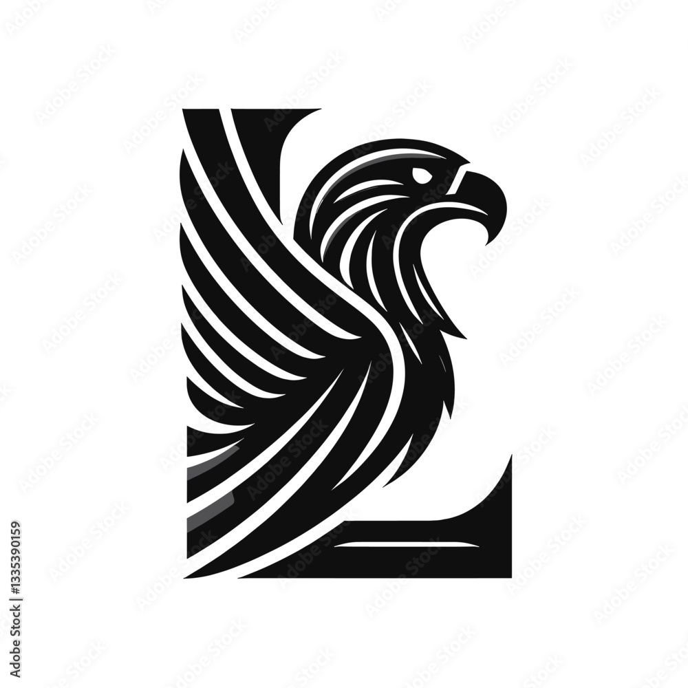 Fototapeta premium Enigmatic Black Eagle Logo for Professional Branding
