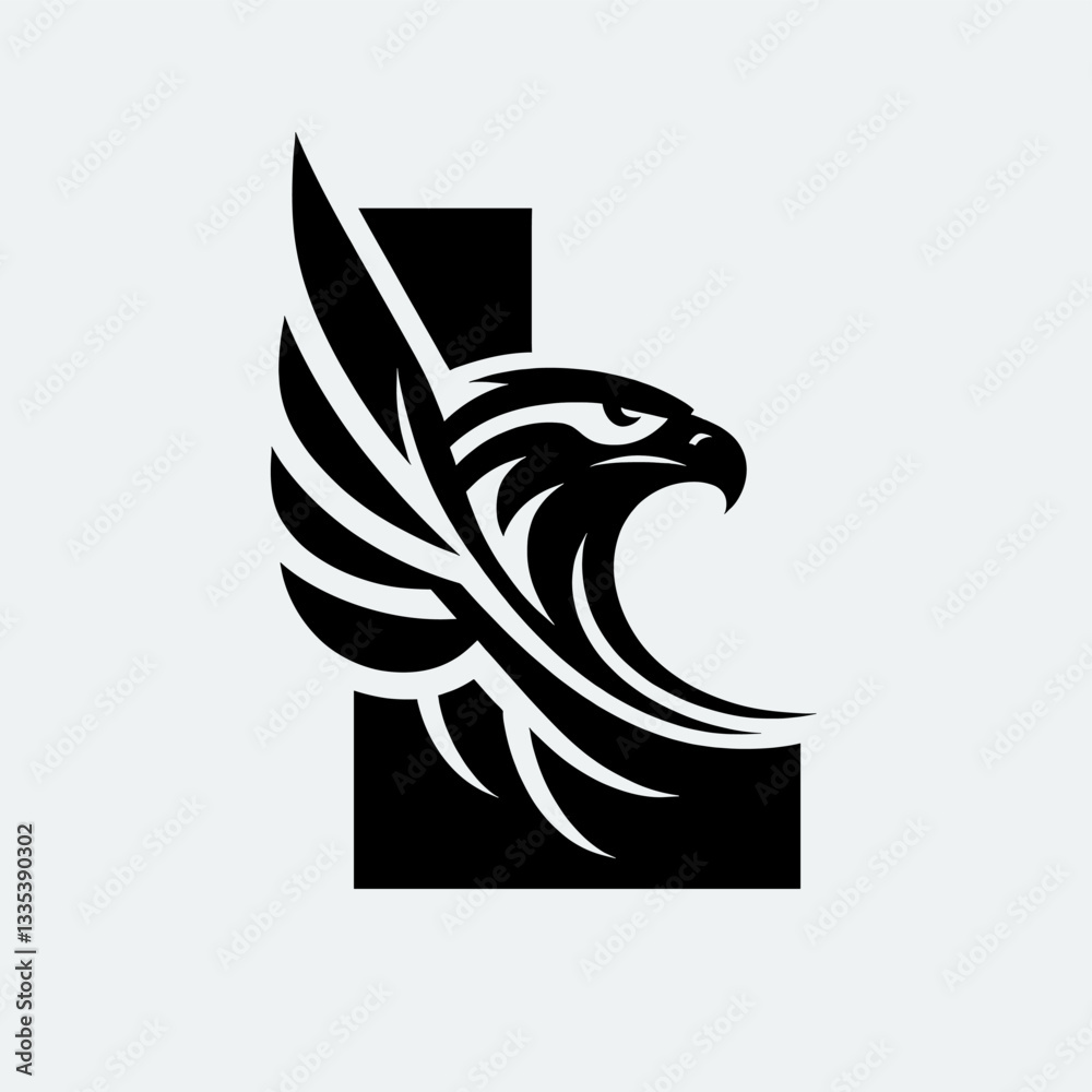 Fototapeta premium Aggressive Black Eagle Logo for Professional Branding