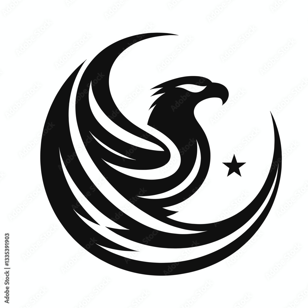 Fototapeta premium Fearsome Black Eagle Logo for Professional Branding