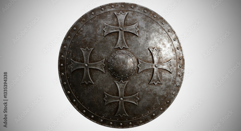 Naklejka premium Antique Metal Shield with Rivets
