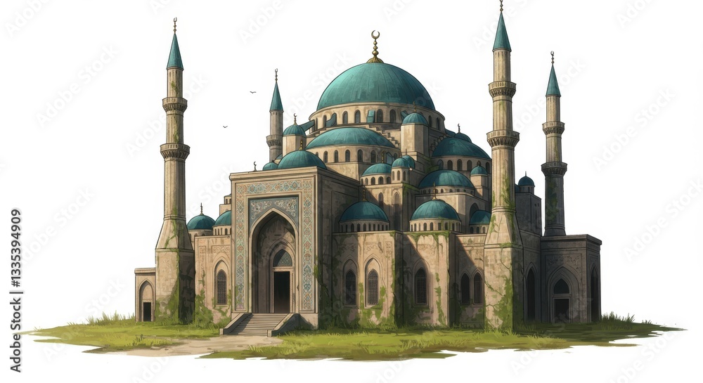 Fototapeta premium Abandoned Medieval Fantasy Mosque in Digital Art