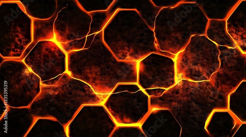 Honeycomb texture with lava flow for backgrounds