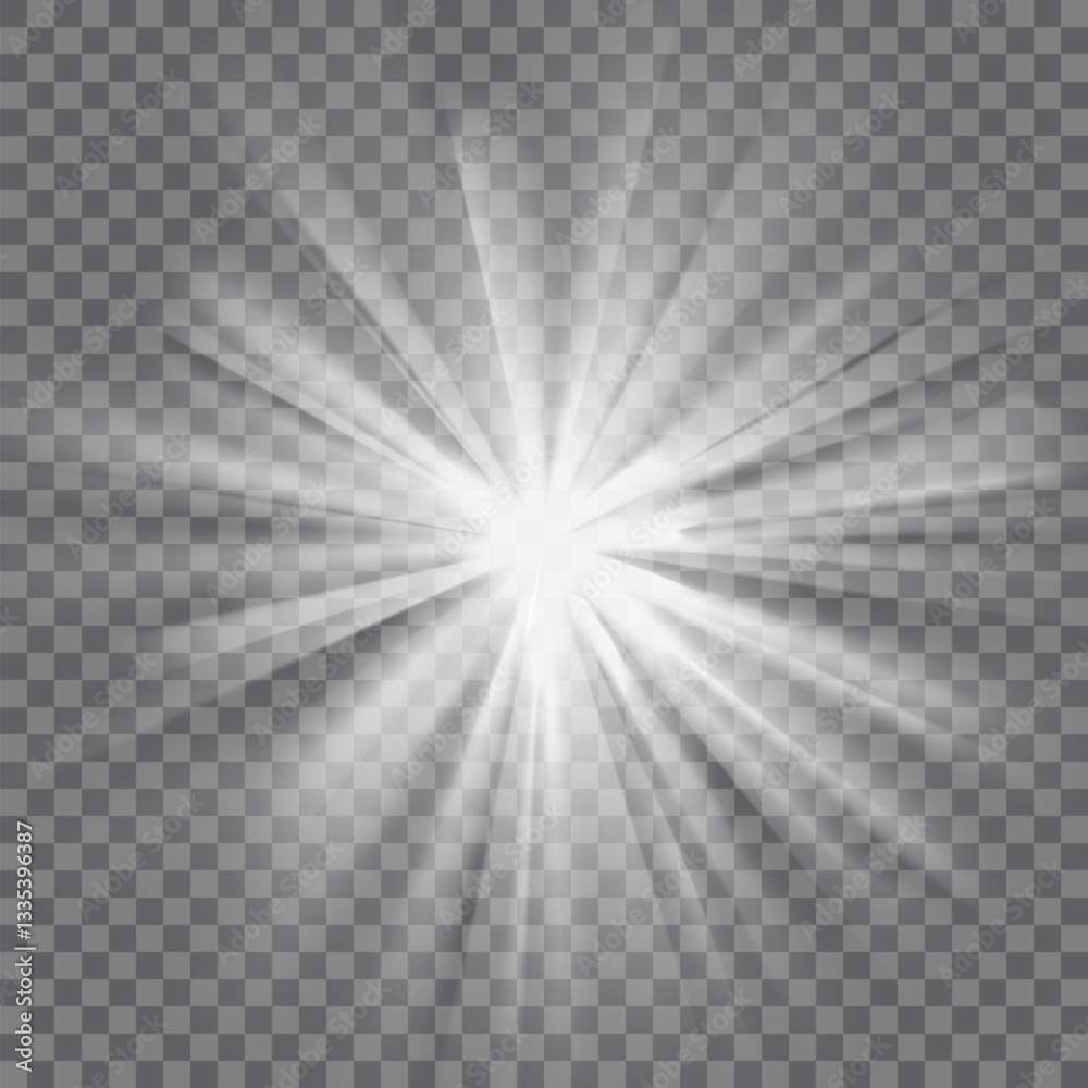 Glowing light burst, Optical white light effect. png Vector lens glare leakage glare reflection effect.