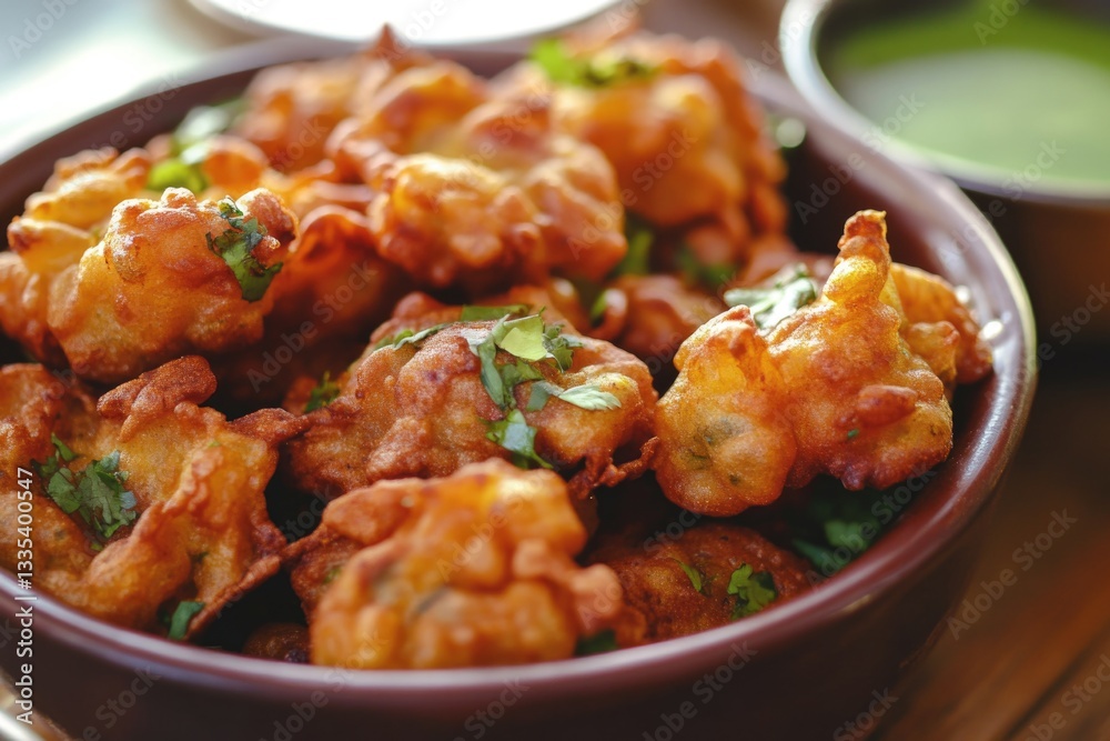 A bowl of crispy fried foods served alongside a bowl of tangy dipping sauce for a delicious snacking experience A bowl of crispy fried foods served alongside a bowl of tangy dipping sauce for a delicious snacking experience
