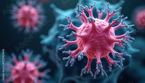 Close-up of CAR T-cell therapy 3D rendering. Chimeric antigen receptor special protein genetically modified T cells, anticancer immunotherapy oncolytic treatment, medication research for autoimmune