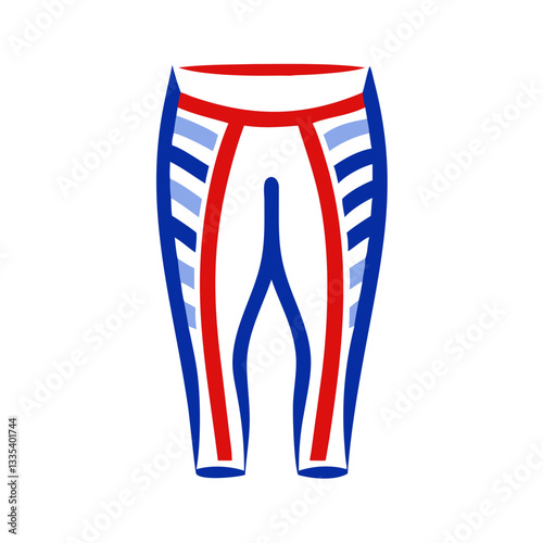 Stylish leggings icon featuring blue and red patterns, fashion concept