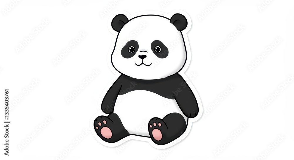 Naklejka premium Adorable Blank Panda Sticker Illustration