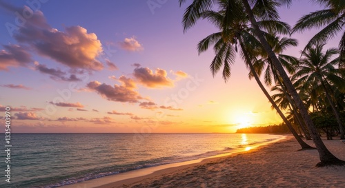 Tranquil Tropical Sunset Beach Scene