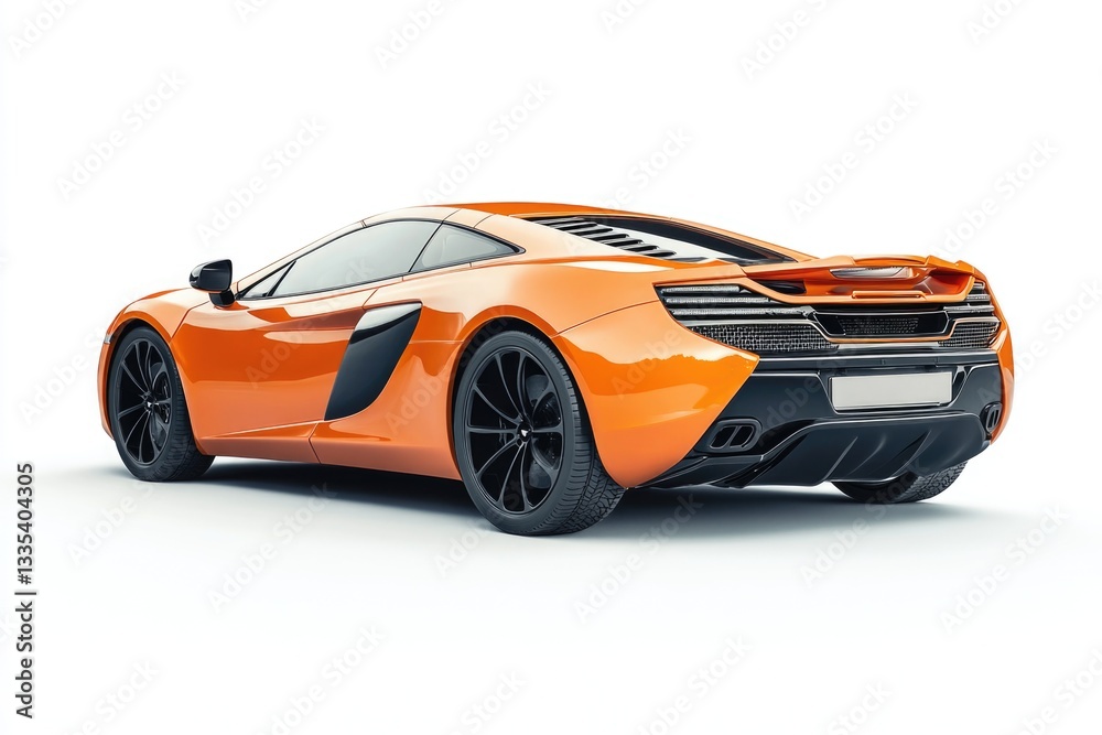 Naklejka premium A bright orange sports car on a white background