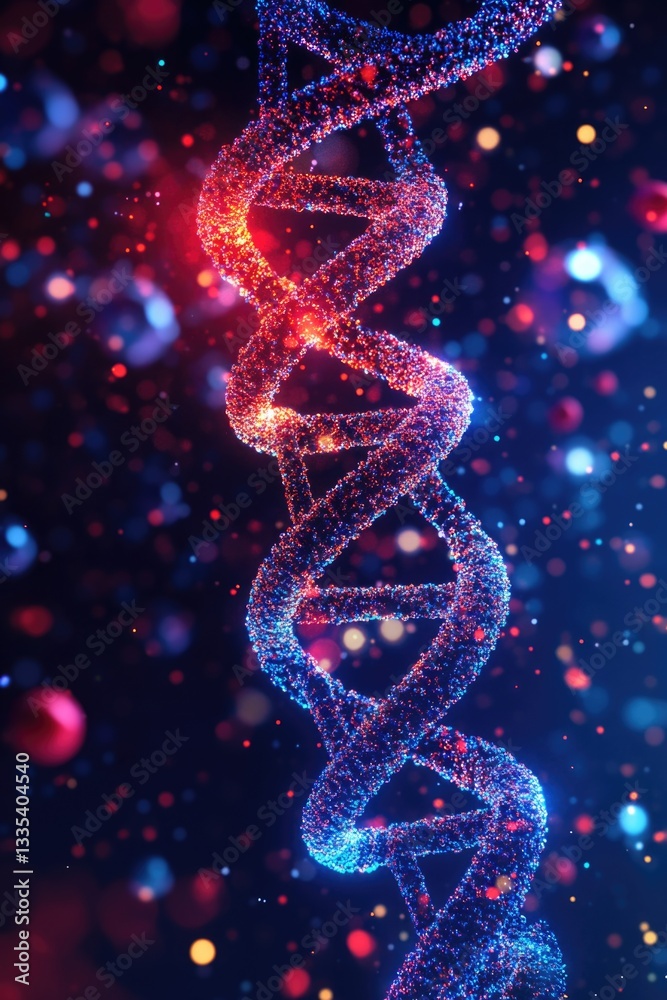 Obraz premium Double-stranded DNA molecule on a dark background
