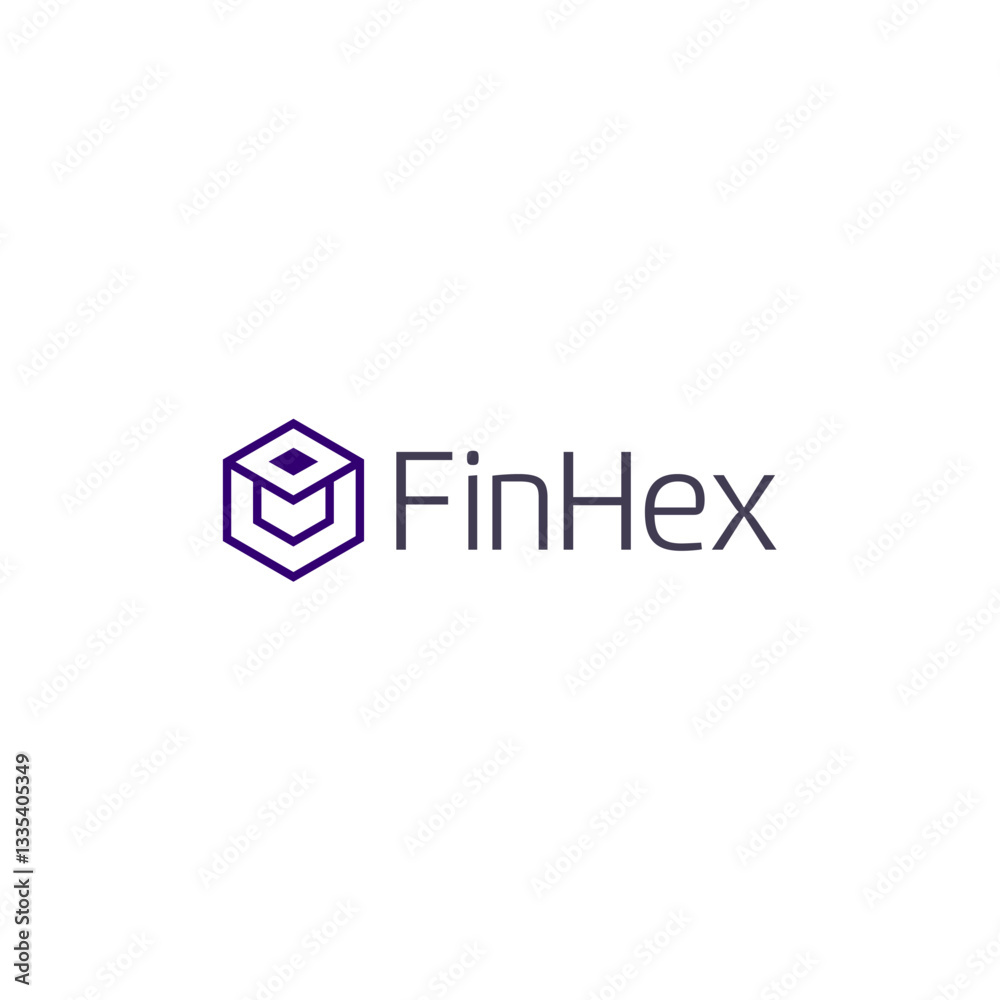  A futuristic Fin Hex Hexacore logo with geometric elements and editable branding.