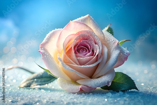 rose on blue background