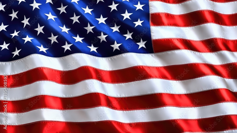 Naklejka premium A detailed view of the American flag's stars and stripes