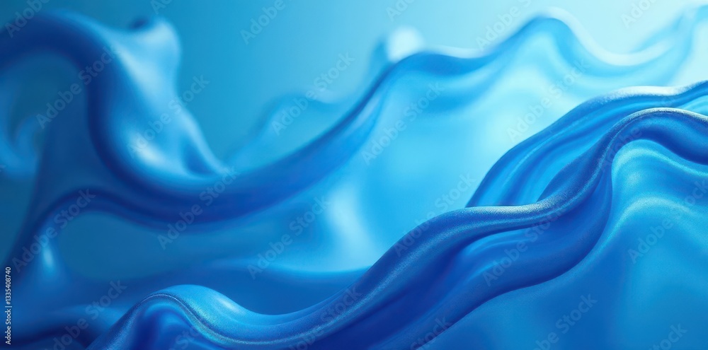 Obraz premium Fluid, marbled blue backdrop with light highlights, smooth finish , blue, marble