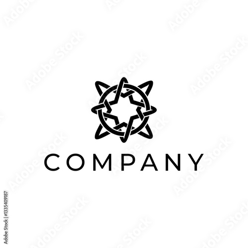 A bold geometric logo design representing artistic adventure and creative craftsmanship with editable vector brand identity.