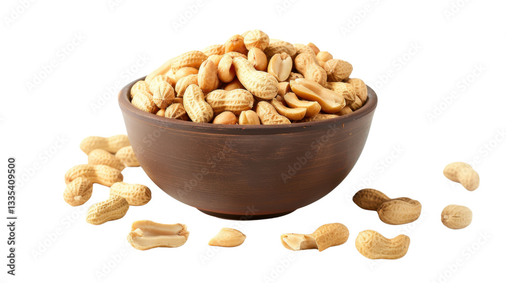Peanuts in a bowl with transparent background, creating a delicious and healthy snack Peanuts in a bowl with transparent background, creating a delicious and healthy snack