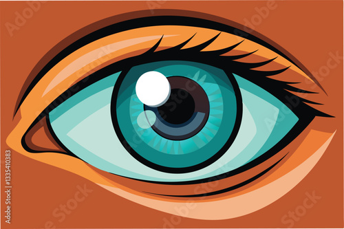 Intricate vector illustration of a stylized eye with bold colors and sharp details showcasing a creative design concept