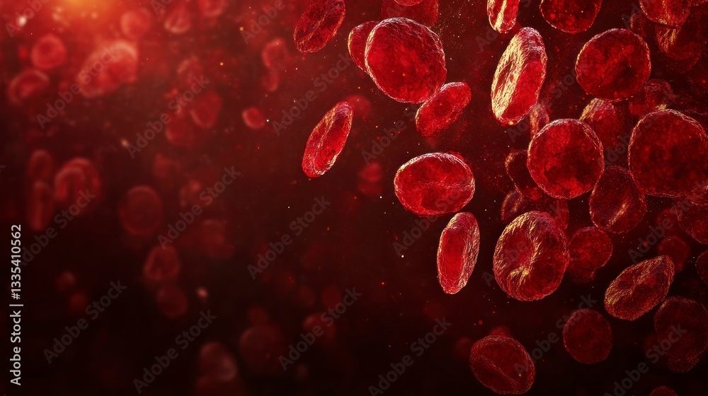 Fototapeta premium Red Blood Cells Flowing in Bloodstream for Medical and Health Concepts