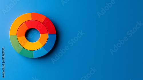Colorful circular puzzle on blue background