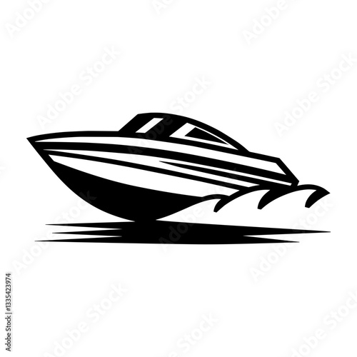 Speedboat Silhouette on Water