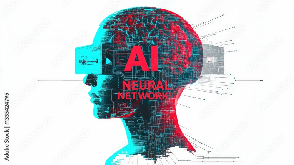 Generative AI, Futuristic Digital Artwork of AI and Neural Networks with Glitch Effect Generative AI, Futuristic Digital Artwork of AI and Neural Networks with Glitch Effect