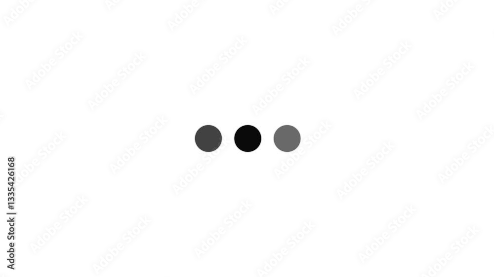 Animation loading bar 3 dots looping progress icon on black background Loading is indicated by a dot.