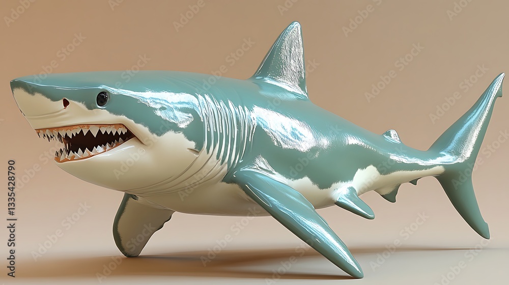 3D render of a great white shark. 3D render of a great white shark.