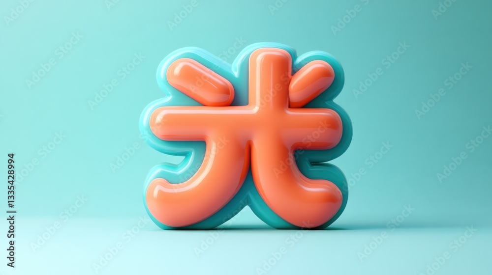 Obraz premium 3D Light Symbol on Teal Background