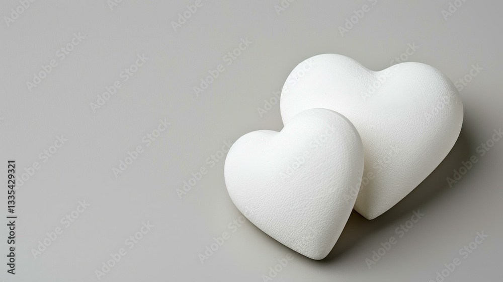 Fototapeta premium Captivating hearts made of sparkling white stone, embodying elegance and beauty perfect for any creative project.