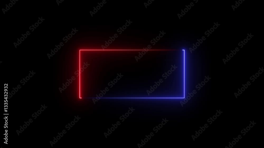 Neon square rectangle frame with on black background. Neon square rectangle frame with on black background.