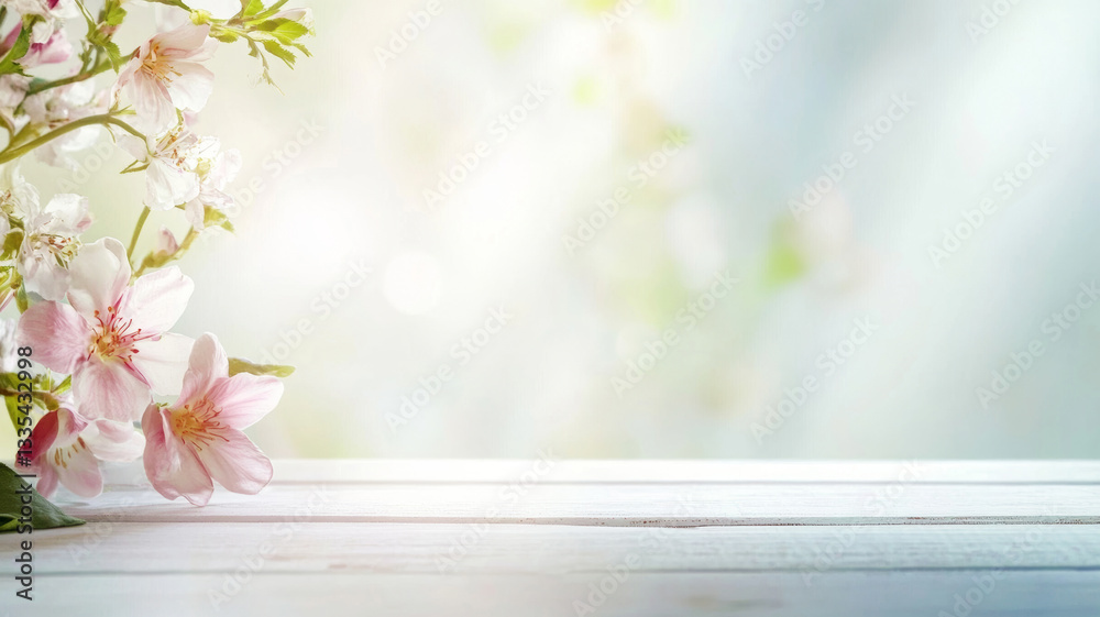Soft Spring Blossom on Wooden Table Soft Spring Blossom on Wooden Table