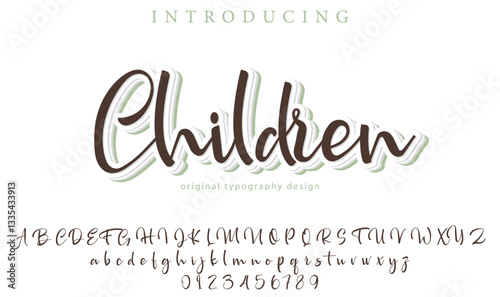 Children Font Stylish brush painted an uppercase vector letters, alphabet, typeface