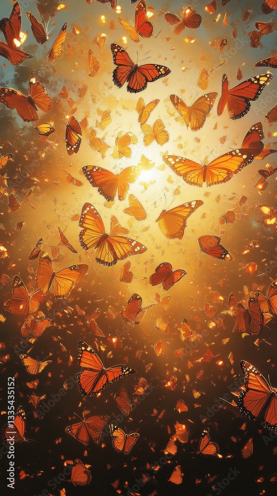 Fototapeta premium Ethereal Monarch Migration, Butterflies