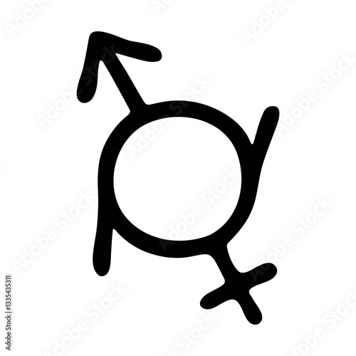 Hand drawn genderfluid (female and male) gender identity icon Symbol used to represent sex and gender