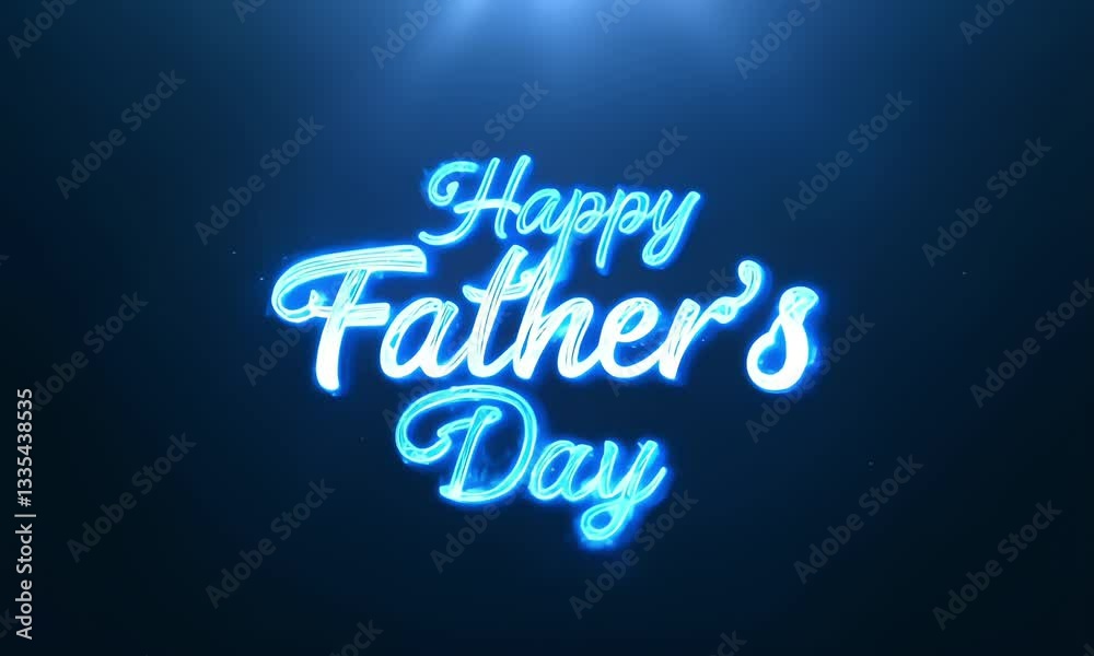 animated text happy father's day, greeting card with blue neon effect glowing background, 4k resolution footage, generated by AI animated text happy father's day, greeting card with blue neon effect glowing background, 4k resolution footage, generated by AI
