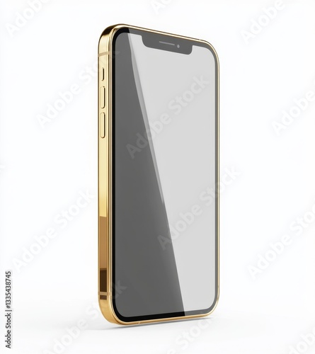 Gold Smartphone on White Background