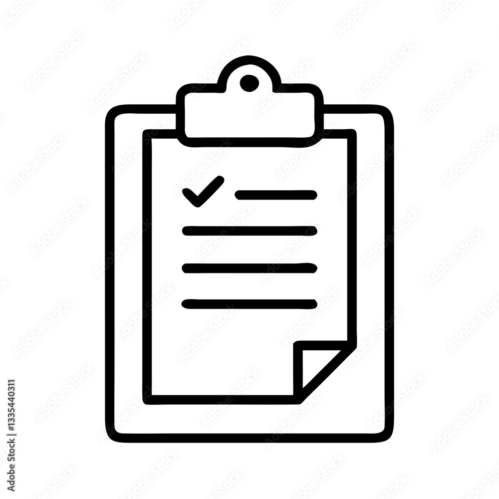 Clipboard with checklist icon in minimalist line art style Clipboard with checklist icon in minimalist line art style