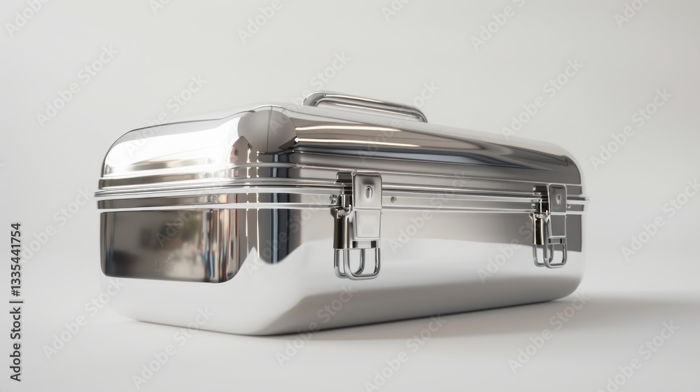 Shiny Metallic Briefcase with Secure Latches and Handle Ideal for Business or Travel Photograp Shiny Metallic Briefcase with Secure Latches and Handle Ideal for Business or Travel Photograp