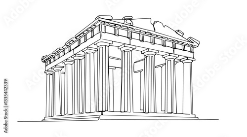 Photos acropolis parthenon vector monoline one line line art greek architecture